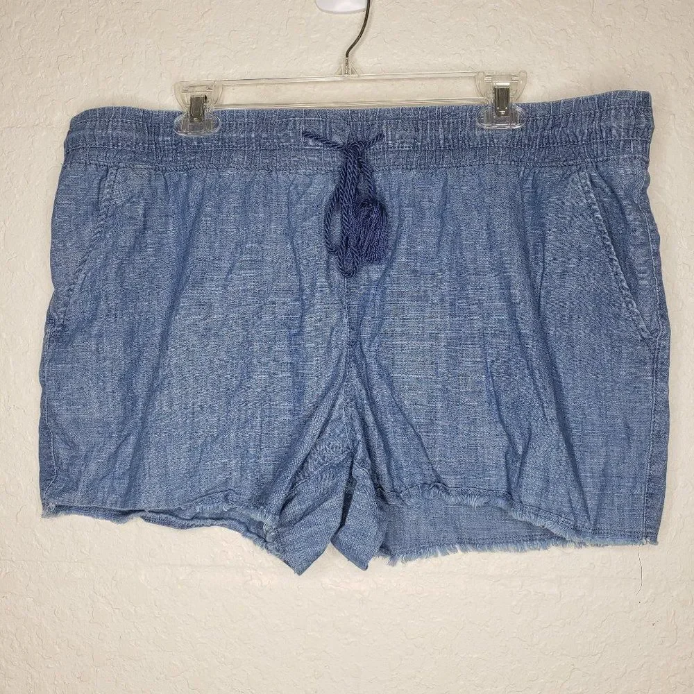 Time and Tru Chambray Jean Cutoff Fringe Shorts XL - Picture 7 of 13